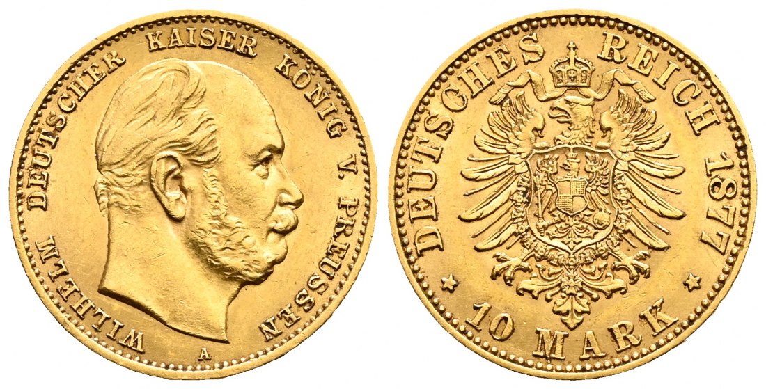 PEUS 2095 Kaiserreich - Preußen 3,58 g Feingold. Kaiser Wilhelm I. (1861 - 1888) 10 Mark Gold 1877 A Sehr schön +