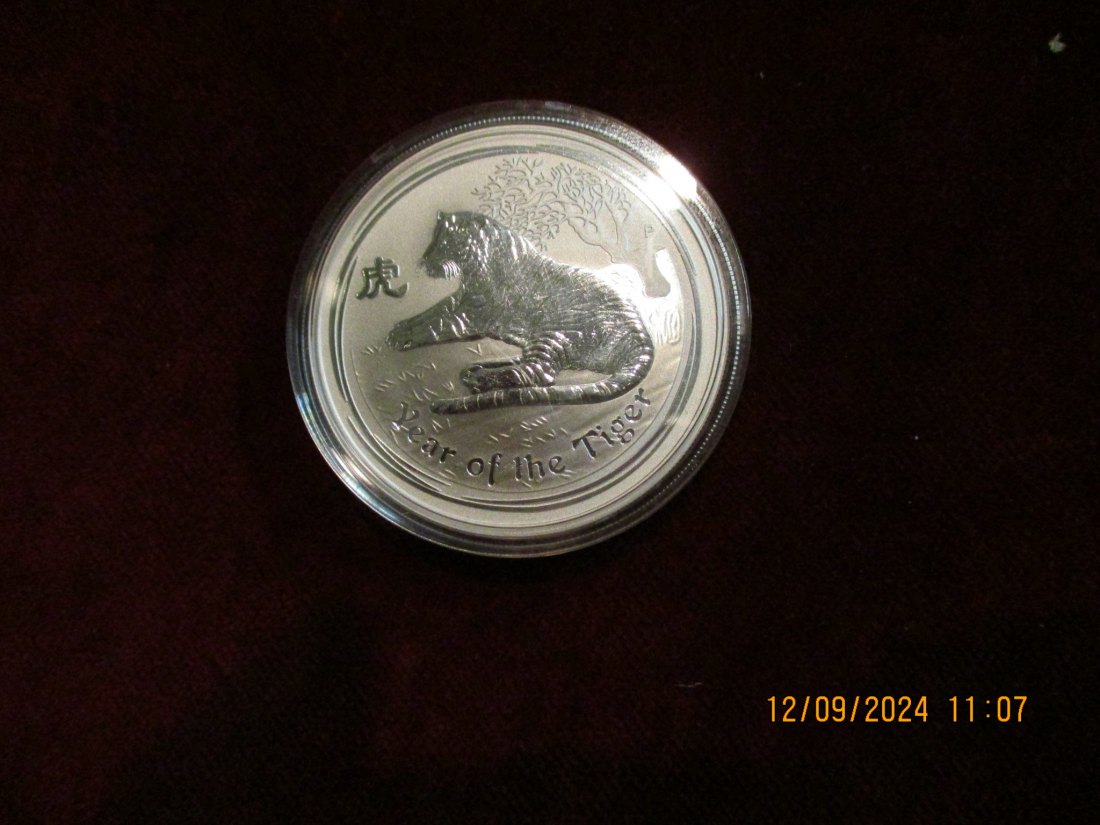  1 Dollar Australien 2010 Lunar II Tiger Silbermünze 1 Oz 999er Silber   