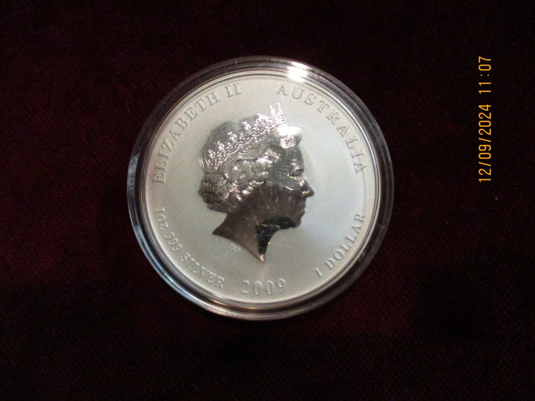  1 Dollar Australien 2009 Lunar II Ochse Silbermünze 1 Oz 999er Silber   