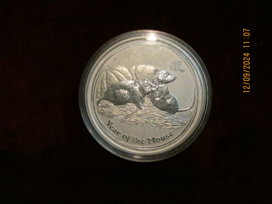  1 Dollar Australien 2008 Lunar II Maus Silbermünze 1 Oz 999er Silber   