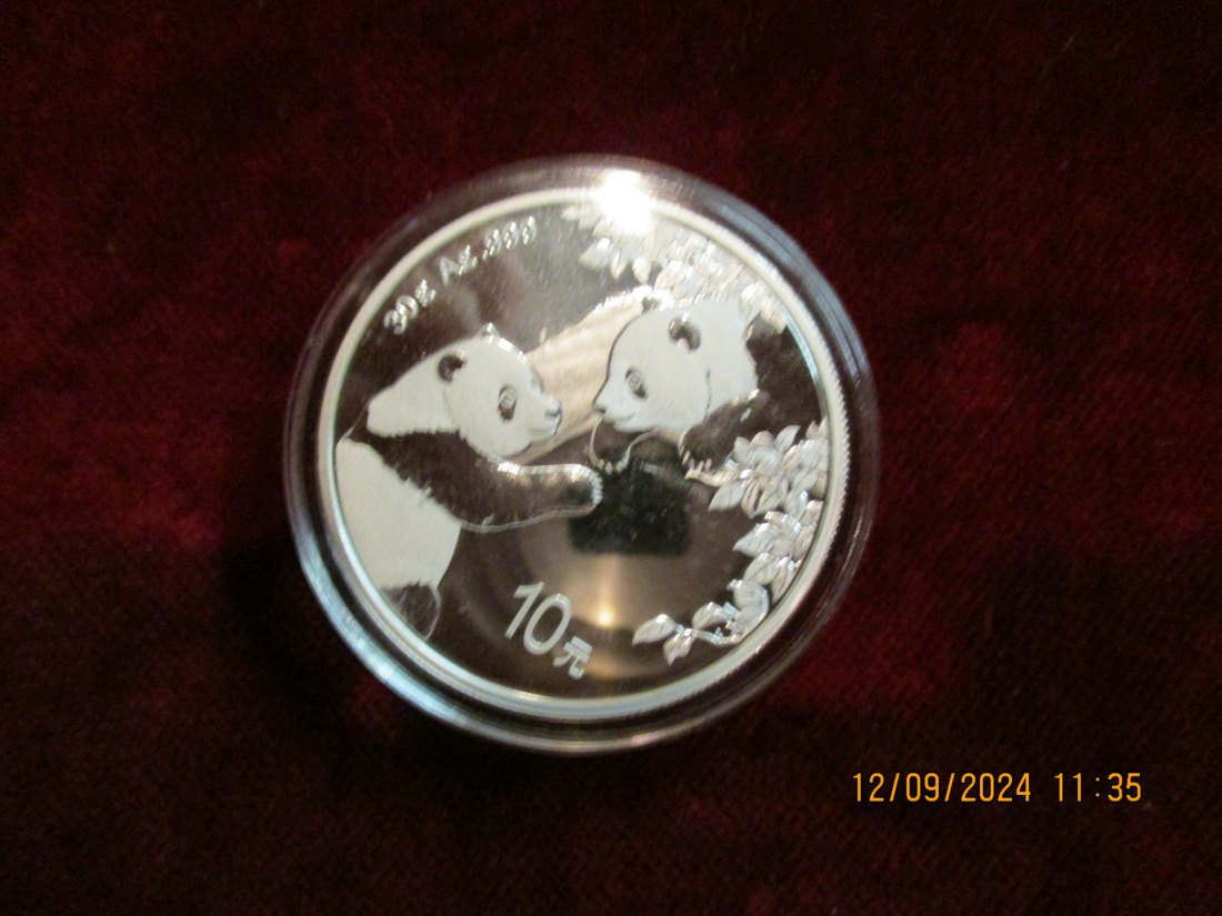  10 Yuan China 2023 Panda Silbermünze 999er Silber   