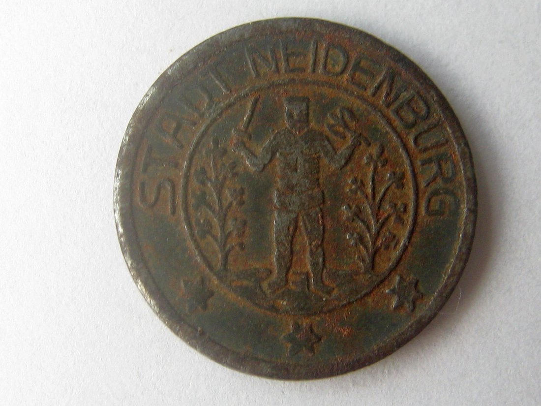  Notgeld Ostpreussen Neidenburg 5 Pfennig 1918; Eisen, sehr schön   