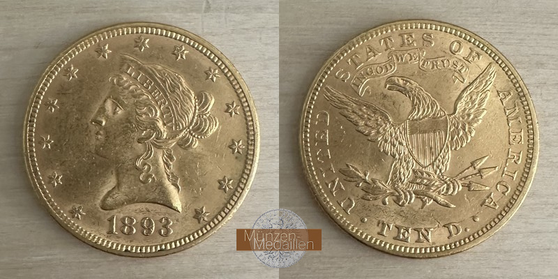 USA 10 Dollar MM-Frankfurt Feingold: 15,05g Eagle Liberty Head 1893 