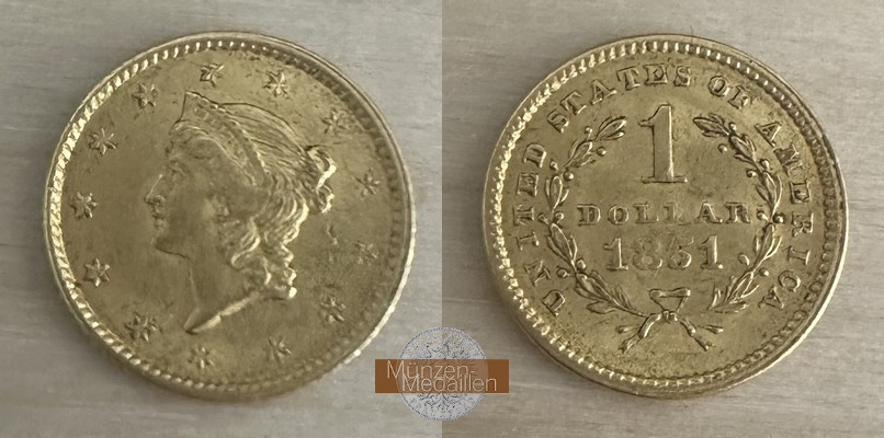 USA. Dollar MM-Frankfurt Feingold: 1,51g Tenth Eagle Libery Head 1851 