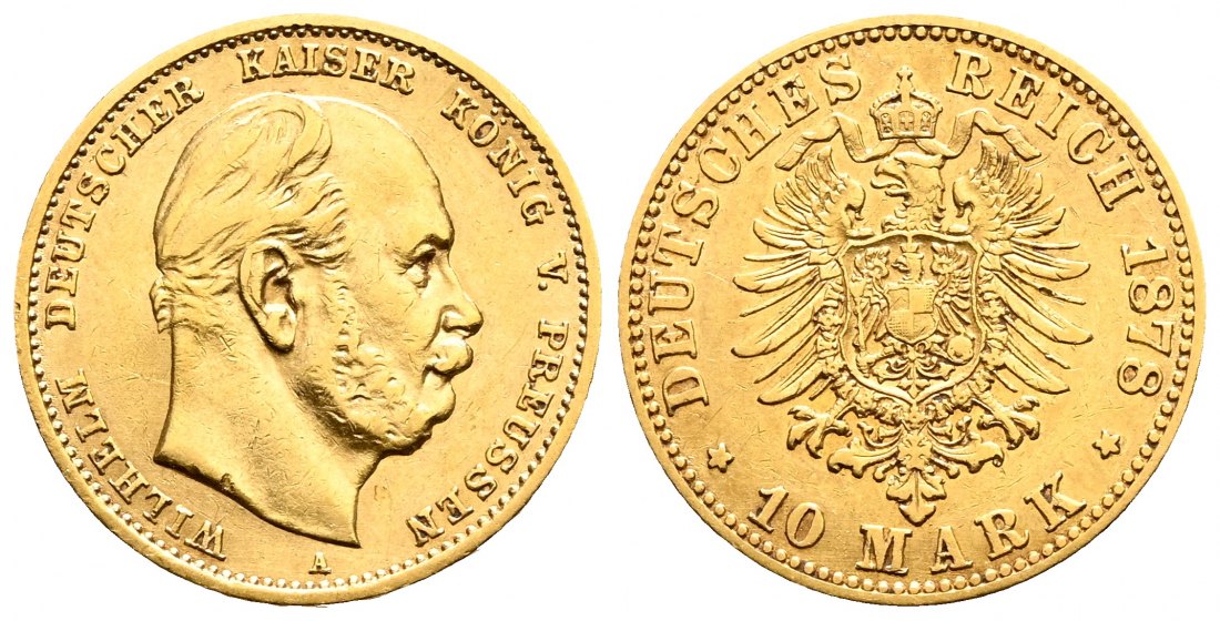 PEUS 2098 Kaiserreich - Preußen 3,58 g Feingold. Wilhelm I. (1861 - 1888) 10 Mark GOLD 1878 A Sehr schön