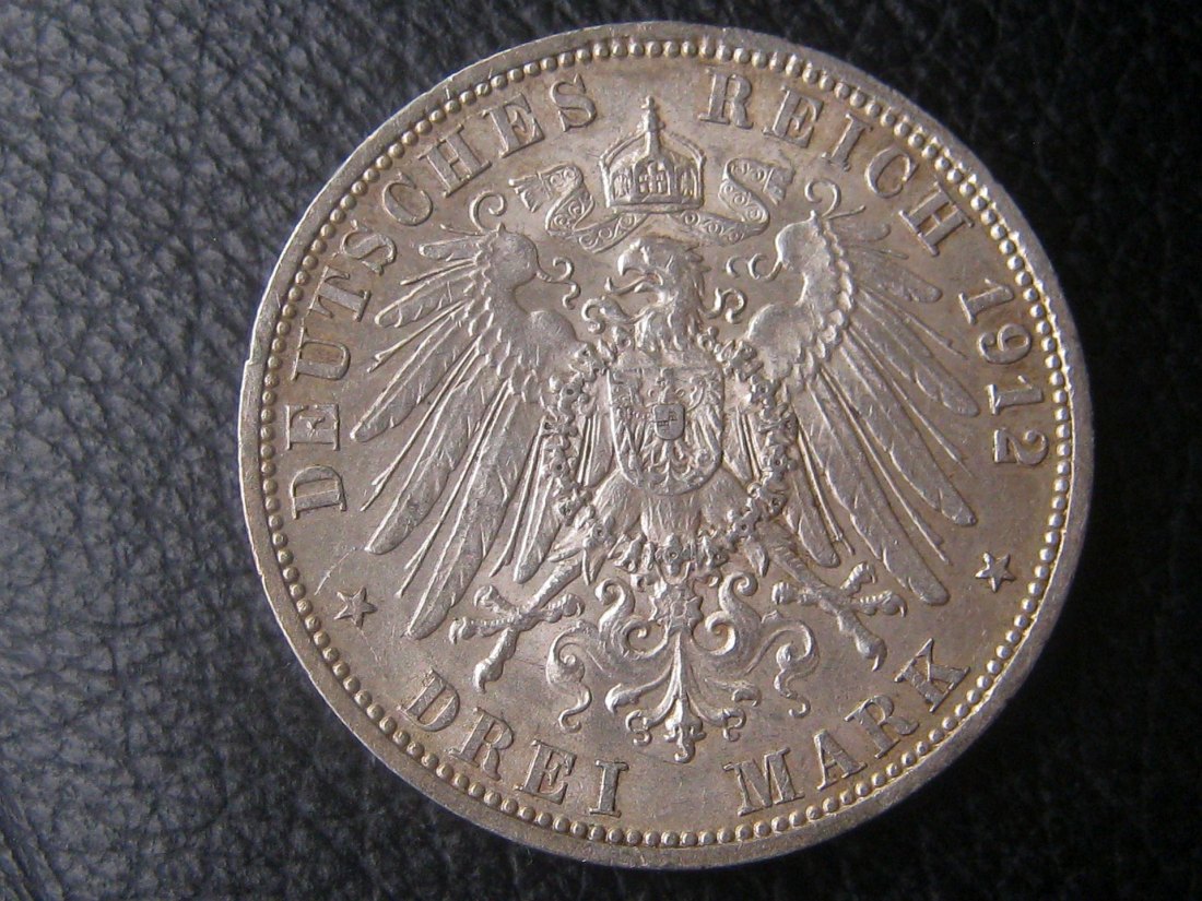  Deutschland Kaiserreich Preussen 3 Mark 1912; (A) Wilhelm II. 1888 - 1918; vz-   