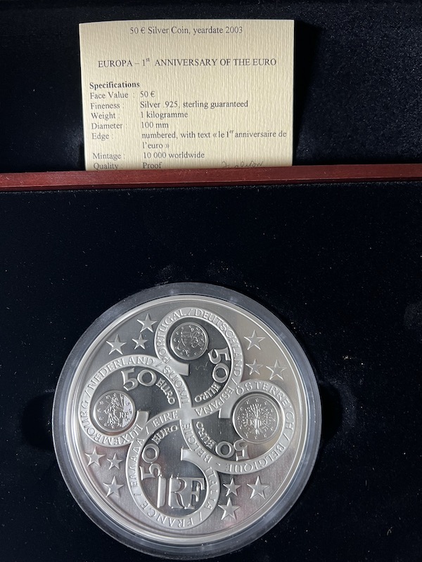  1 Kg Silbermünze 925 in Kapsel und Box (1000g Silber 925)   