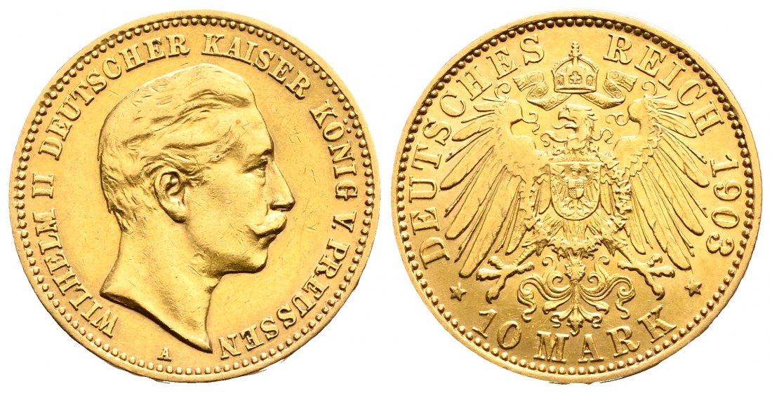 PEUS 2102 Preußen - Kaiserreich 3,58 g Feingold. Wilhelm II.(1888 - 1918) 10 Mark GOLD 1903 A Sehr schön / Vorzüglich