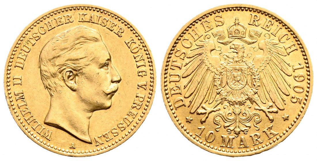 PEUS 2103 Preußen - Kaiserreich 3,58 g Feingold. Wilhelm II.(1888 - 1918) 10 Mark GOLD 1905 A Sehr schön / Vorzüglich