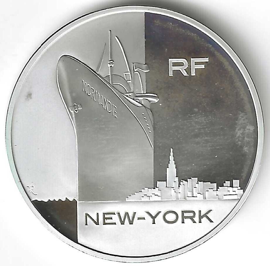  Frankreich (1½) 1,5 Euro, 2003, Weltreisen - Passagierschiff Normandie, New York   