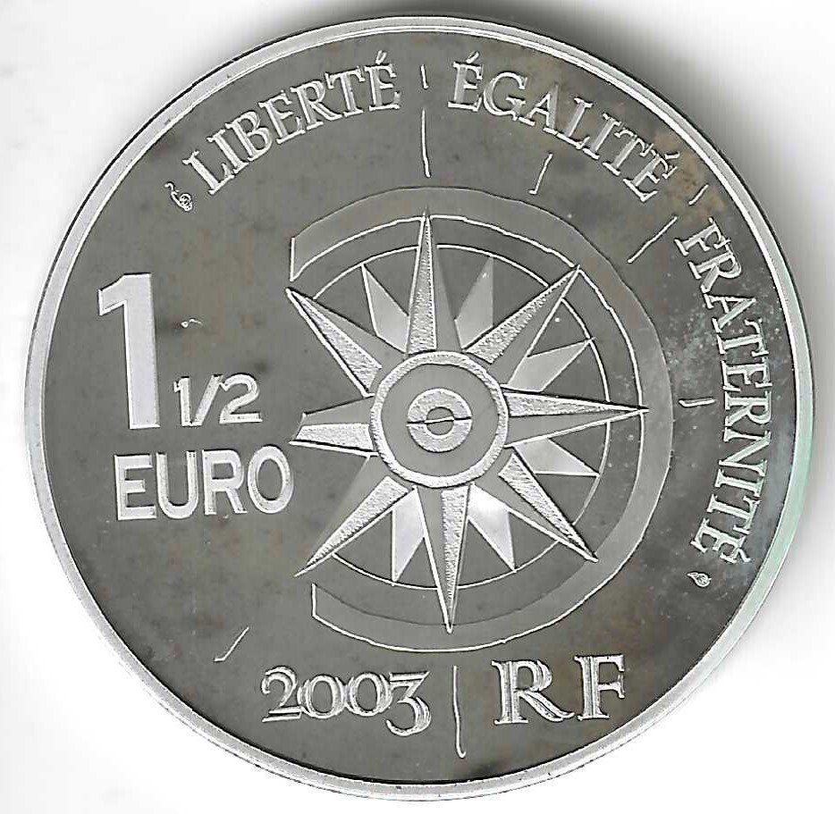  Frankreich (1½) 1,5 Euro, 2003, Weltreisen - Passagierschiff Normandie, New York   