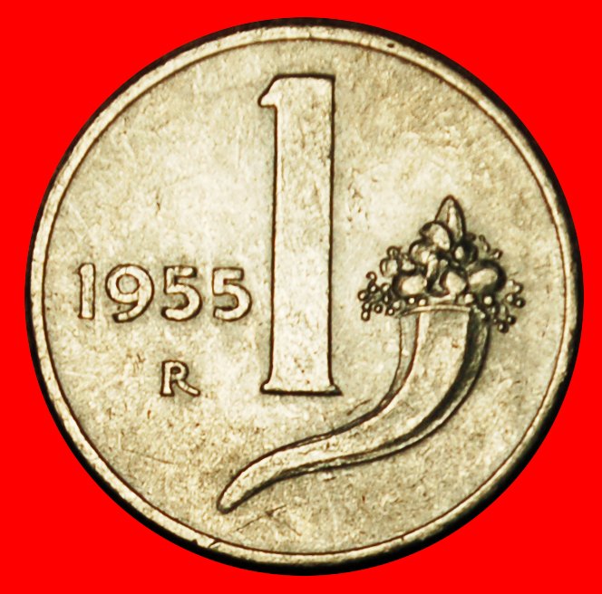  Ⰶ FÜLLHORN (1951-2001): ITALIEN ★ 1 LIRA 1955R ASTRONOMIE! OHNE VORBEHALT!   