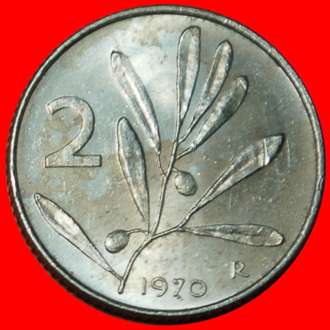  Ⰶ BIENE (1951-2001): ITALIEN ★ 2 LIRA 1970R OLIVEN STG STEMPELGLANZ! OHNE VORBEHALT!   