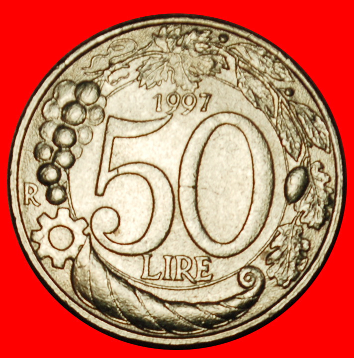  Ⰶ ALLEGORIE mit MAUERKRONE (1996-2001): ITALIEN ★ 50 LIRE 1997R! uSTG STEMPELGLANZ! OHNE VORBEHALT!   