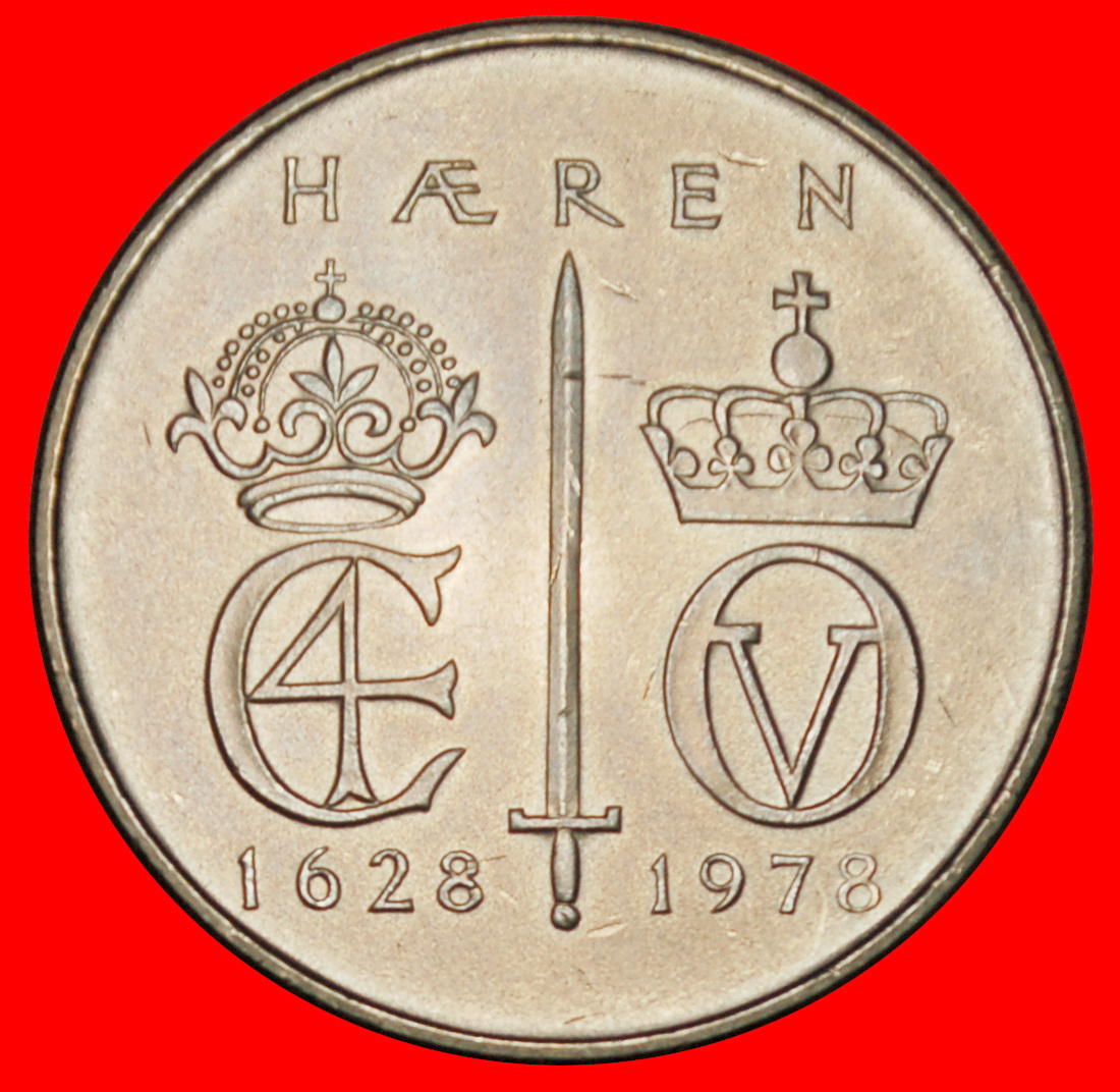  Ⰶ SCHWERT: NORWEGEN ★ 5 KRONEN 1628-1978 STG STEMPELGLANZ! OLAV V. (1957-1991)  OHNE VORBEHALT!   