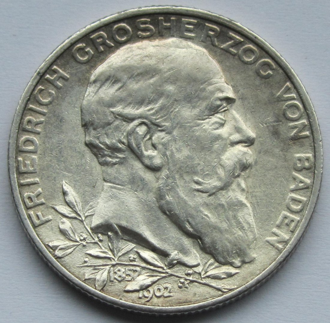  Kaiserreich: Baden, 2 Mark Thronjubiläum (Jaeger 30), 1902   