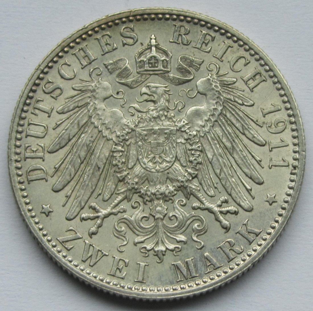  Kaiserreich: Bayern, 2 Mark Luitpold (Jaeger 48), 1911   