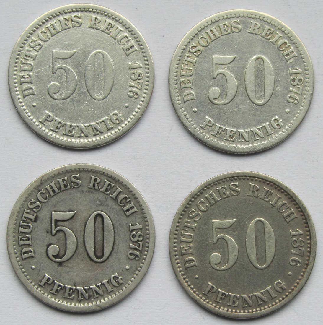  Kaiserreich: Vier verschiedene 50 Pfennig   