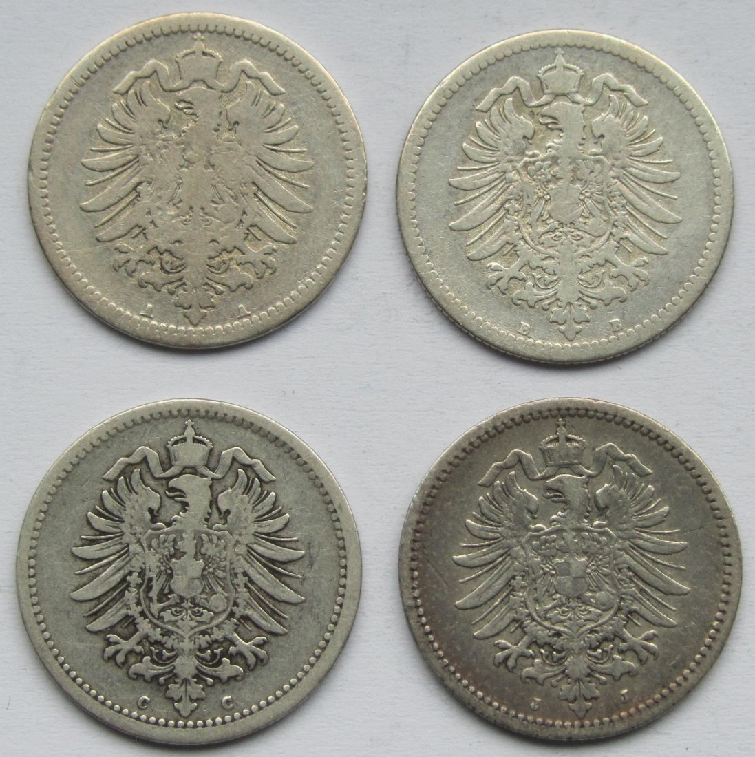  Kaiserreich: Vier verschiedene 50 Pfennig   