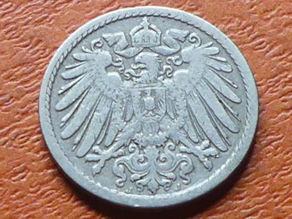  Deutschland Kaiserreich 5 Pfennig 1890 J, seltener Jahrgang.   