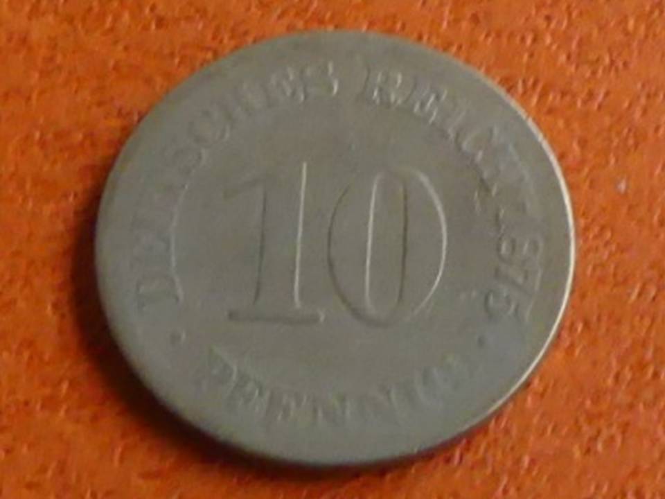  Deutschland Kaiserreich 10 Pfennig 1875 E, seltener Jahrgang.   