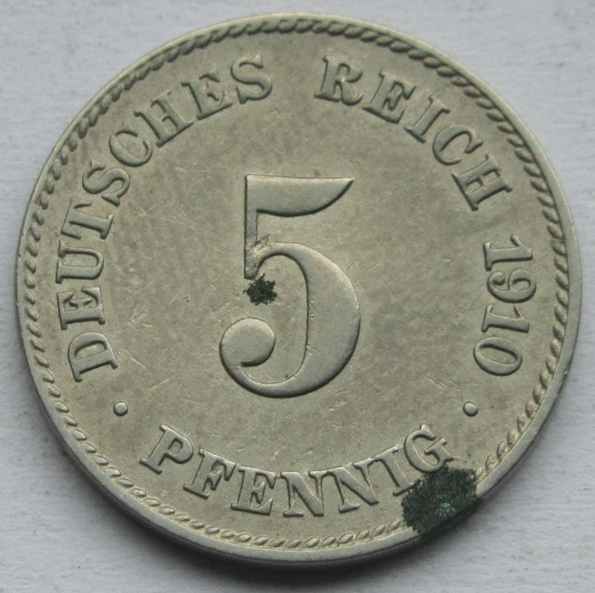  Kaiserreich: 5 Pfennig 1910 J   