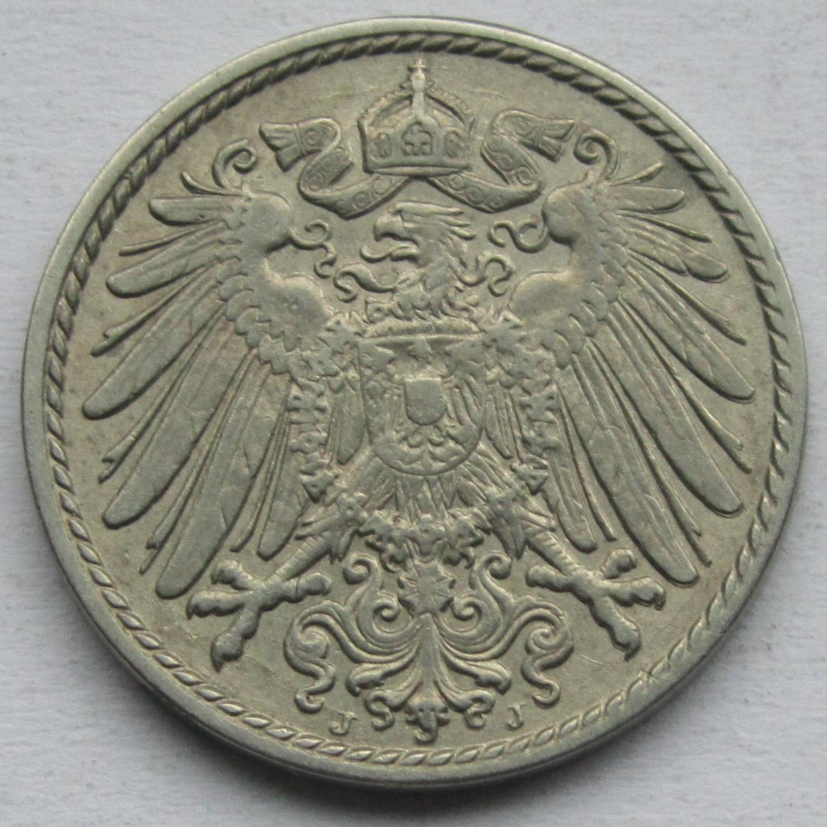  Kaiserreich: 5 Pfennig 1910 J   