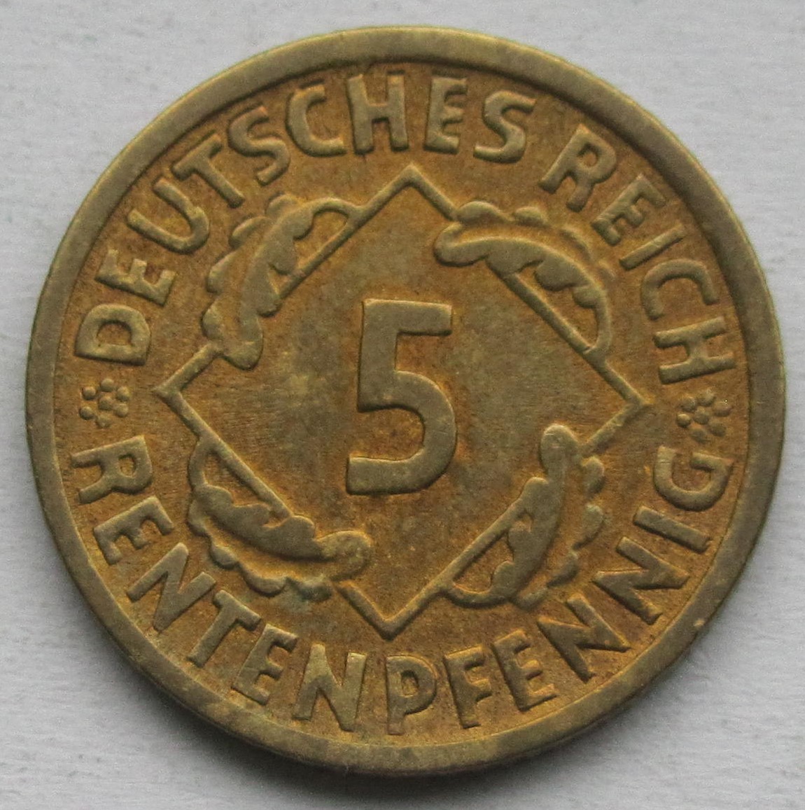  Weimarer Republik: 5 Rentenpfennig 1923 F   