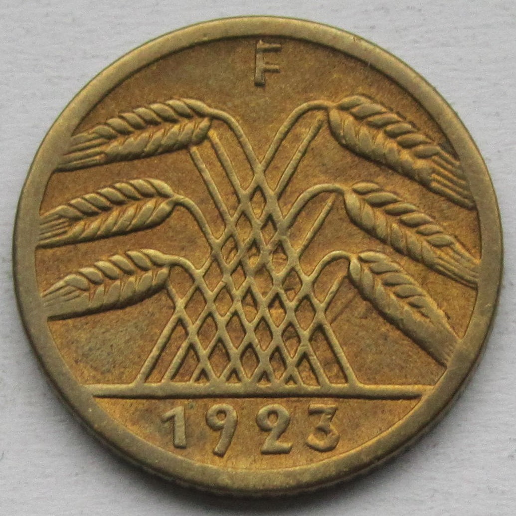  Weimarer Republik: 5 Rentenpfennig 1923 F   