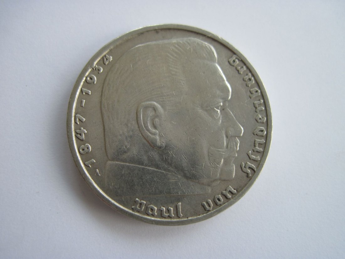  2 Reichsmark 1937 A = Berlin DEUTSCHES REICH  Mark Hindenburg   