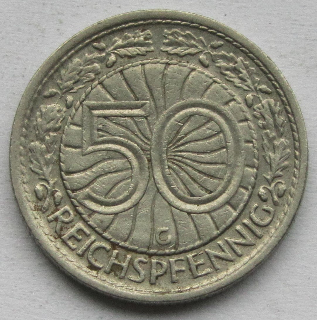  Weimarer Republik: 50 Pfennig 1935 G   