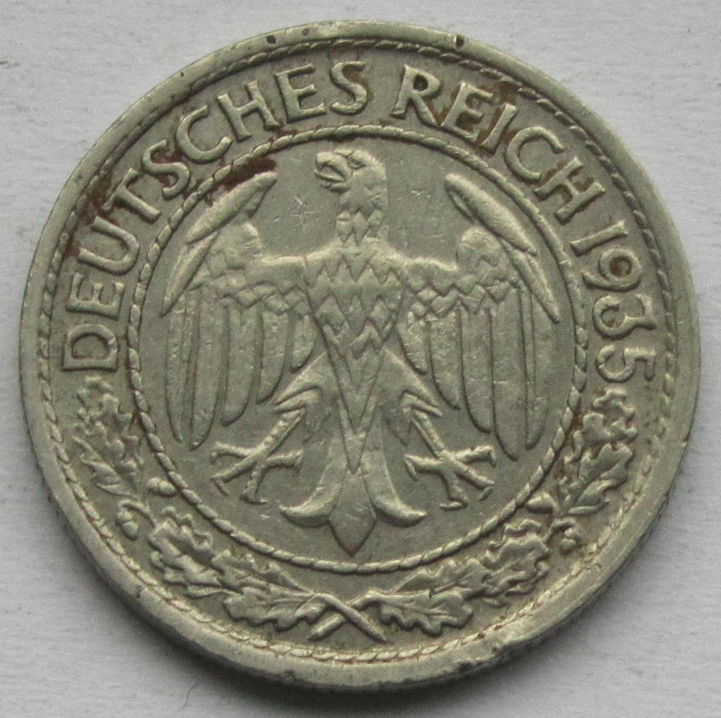  Weimarer Republik: 50 Pfennig 1935 G   