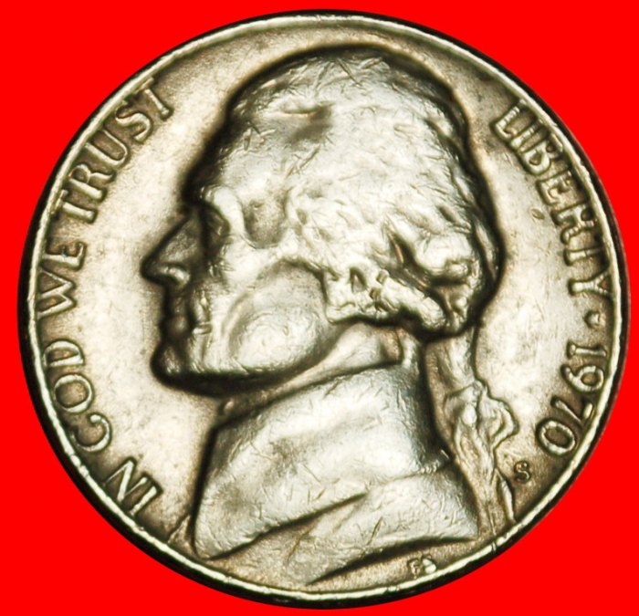  Ⰶ MONTICELLO (1938-2003): USA ★ 5 CENT 1970S! JEFFERSON (1801-1809) ★OHNE VORBEHALT!   