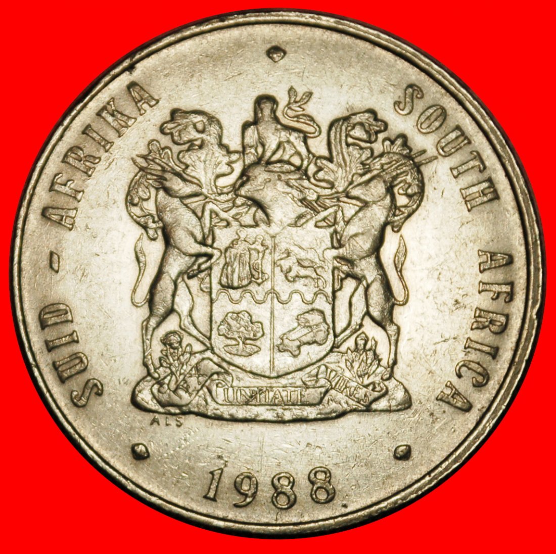  Ⰶ SPRINGBOK (1977-1989): SOUTH AFRICA ★ 1 RAND 1988 DIE B!★LOW START ★ NO RESERVE!   