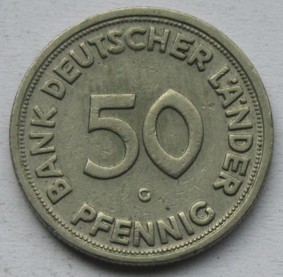  Deutschland: 50 Pfennig Bank deutscher Länder 1950 G   