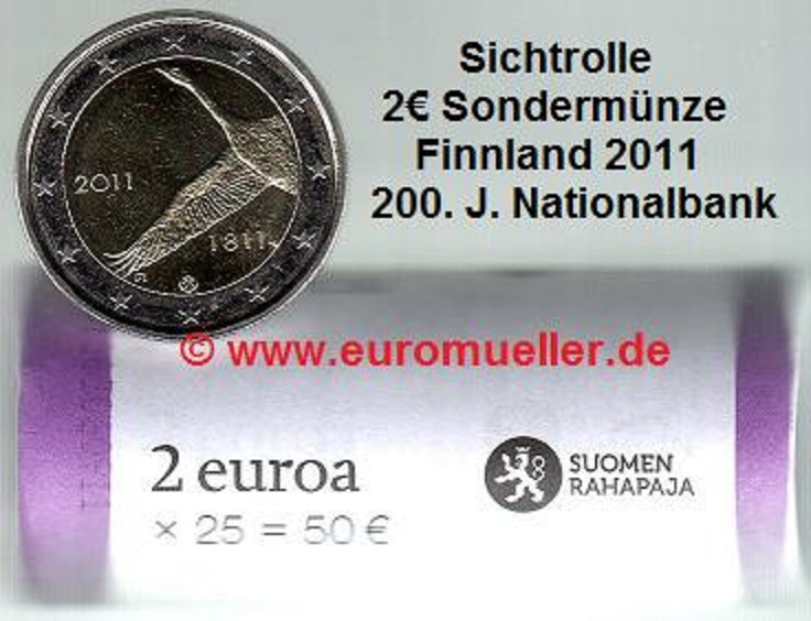 Finnland Rolle...2 Euro Sondermünze 2011...200 J. finn. Nationalbank   