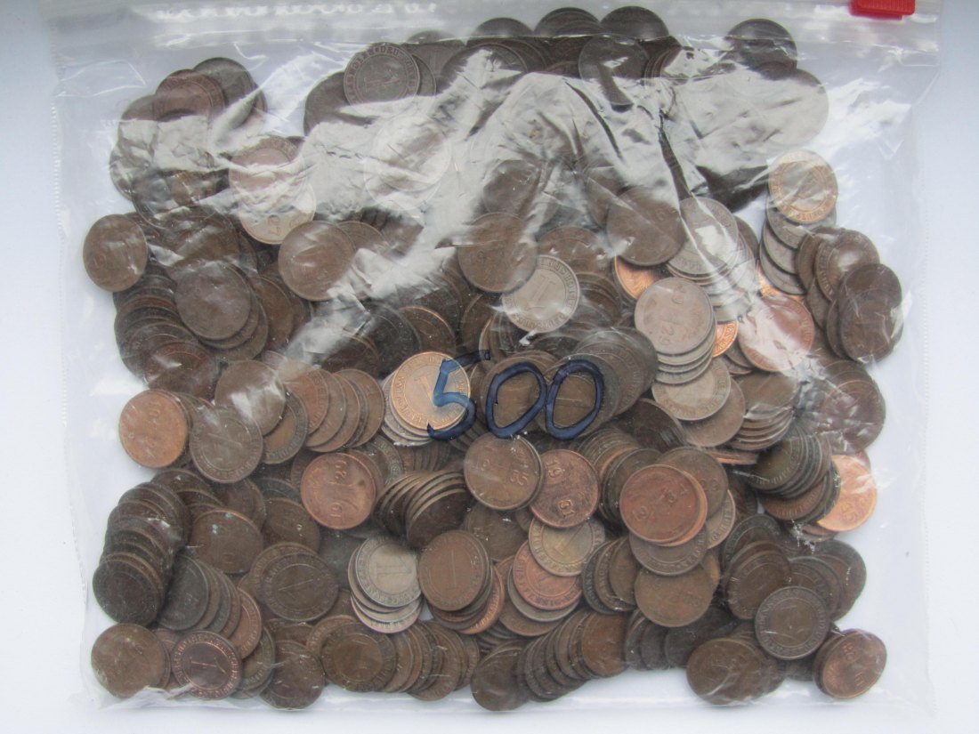  Weimarer Republik: 500 x 1 Pfennig (Jaeger 306 + 313)   