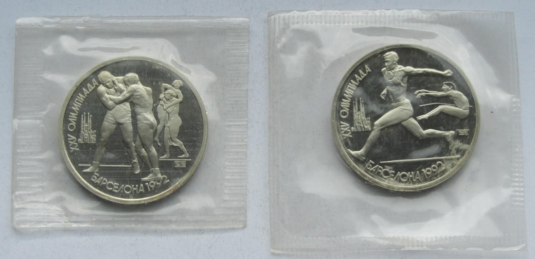  Sowjetunion/Russland: 2 x 1 Rubel Barcelona 1991   