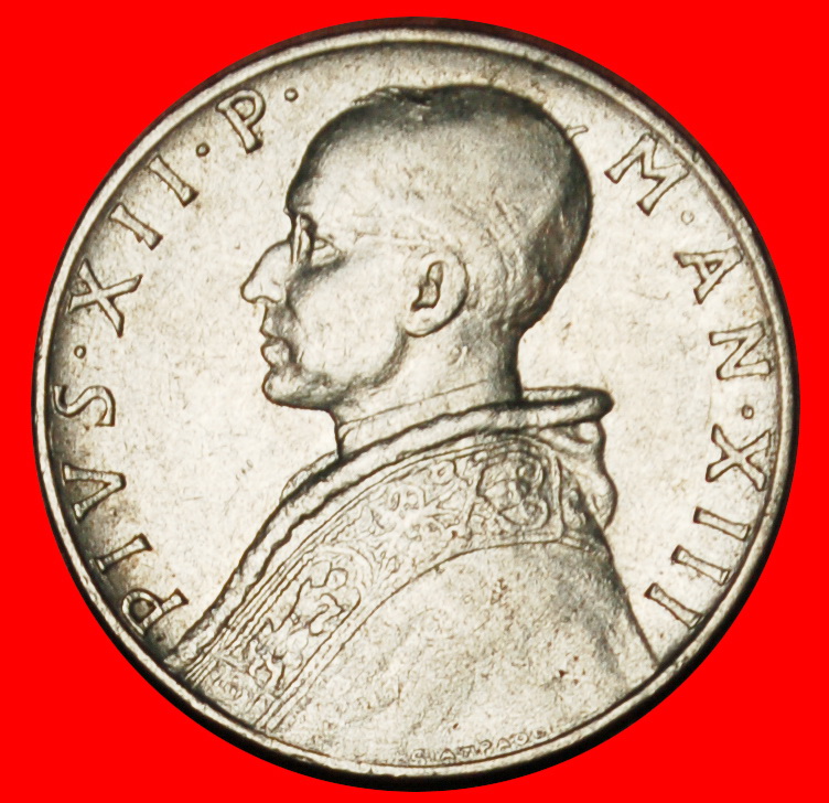  Ⰶ GODDESS PRUDENTIA (1951-1958): VATICAN★ 10 LIRAS 1951 Pius XII (1939-1958) LOW START ★ NO RESERVE!   