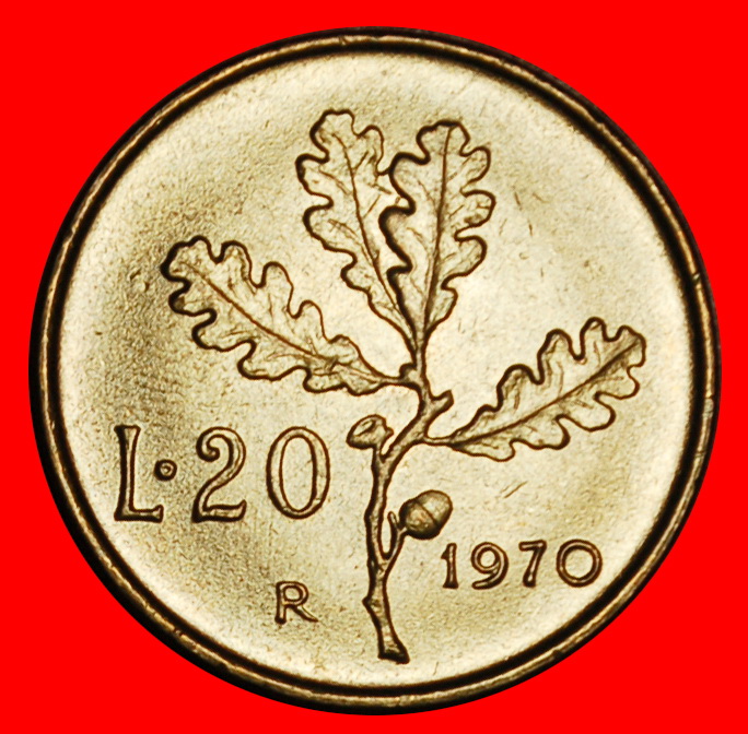  Ⰶ GLATTE KANTE (1968-2001): ITALIEN ★ 20 LIRA 1970R STG STEMPELGLANZ! OHNE VORBEHALT!   