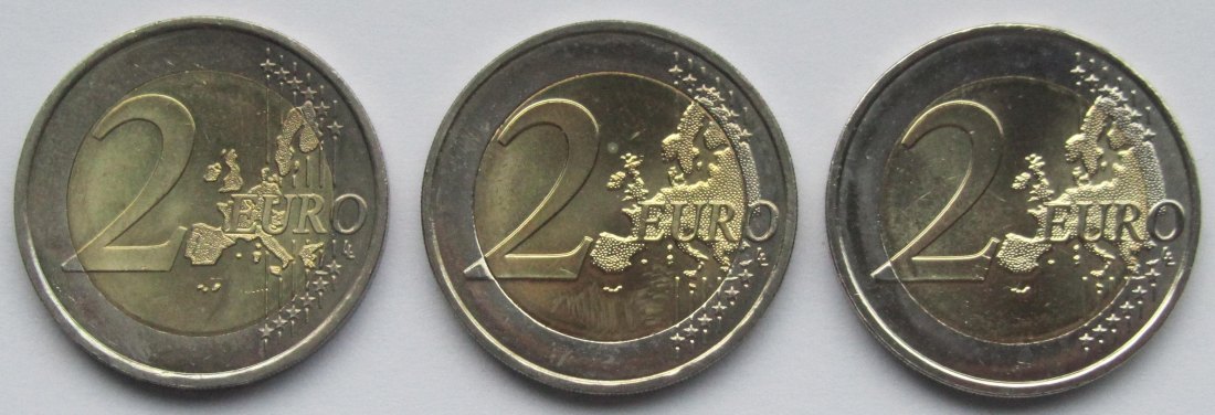  Monaco: 3 x 2 Euro (2001 + 2011 + 2013)   