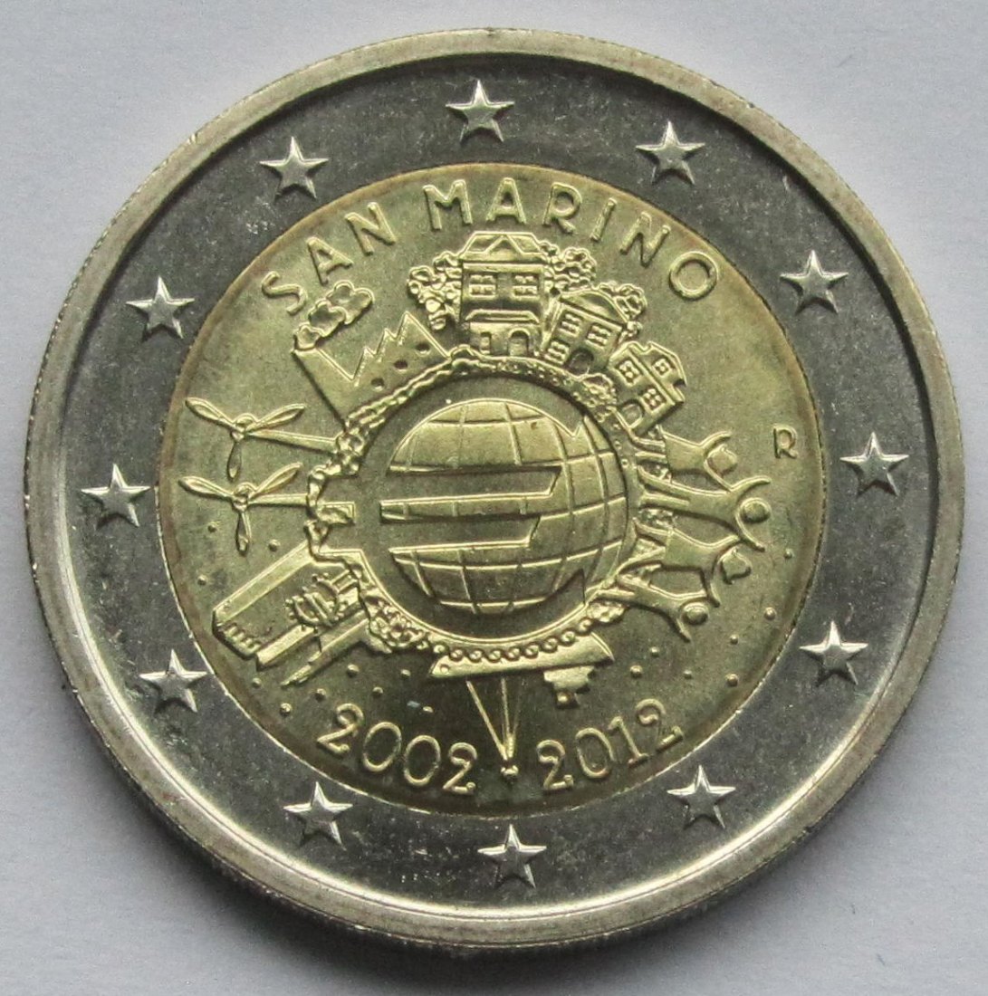  San Marino: 2 Euro 10 Jahre Euro-Bargeld 2012 (lose)   