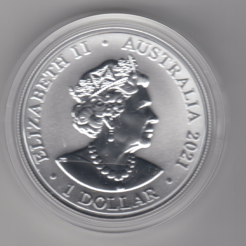  Australien, 1 Dollar 2021, Känguru, 1 unze oz Silber   