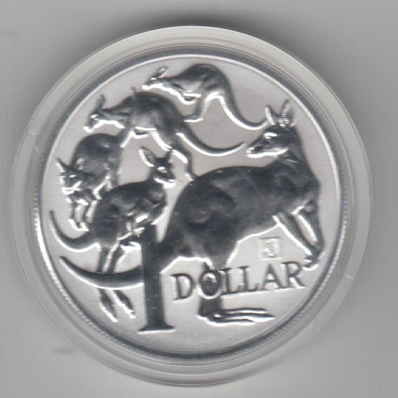  Australien, 1 Dollar 2019, Känguru, mob of roos, Privy Merlion, 1 unze oz Silber   