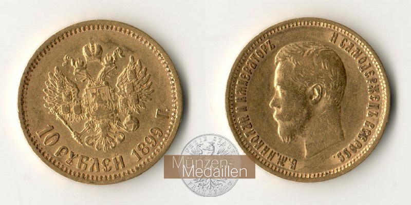 Russland  10 Rubel MM-Frankfurt Feingold: 7,76g Zar Nikolaus II. (1894-1917) 1899 