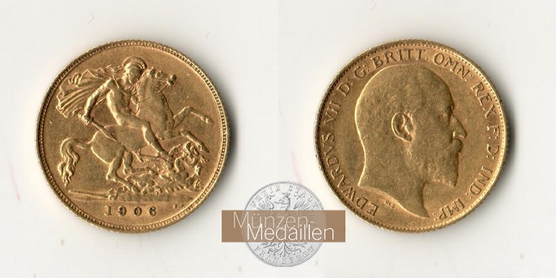 Grossbritannien, Edward VII. (1902-1910) MM-Frankfurt Feingold: 3,66g 1/2 Sovereign 1906 