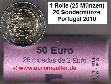 Portugal Rolle...2 Euro Sondermünze 2010...100 J. port. Republik   