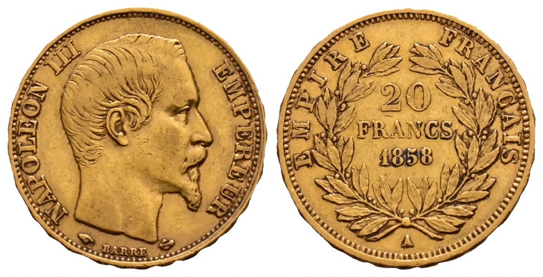 PEUS 2114 Frankreich 5,81 g Feingold. Napoleon III. (1852-1870) 20 Francs GOLD 1858 A Sehr schön