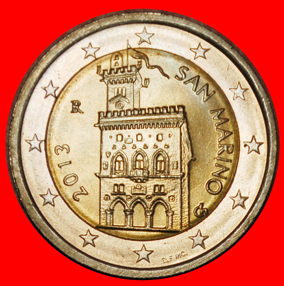  Ⰶ ITALY NON-PHALLIC (2008-2016): SAN MARINO ★ 2 EURO 2013R UNCOMMON UNC MINT LOW START ★ NO RESERVE!   