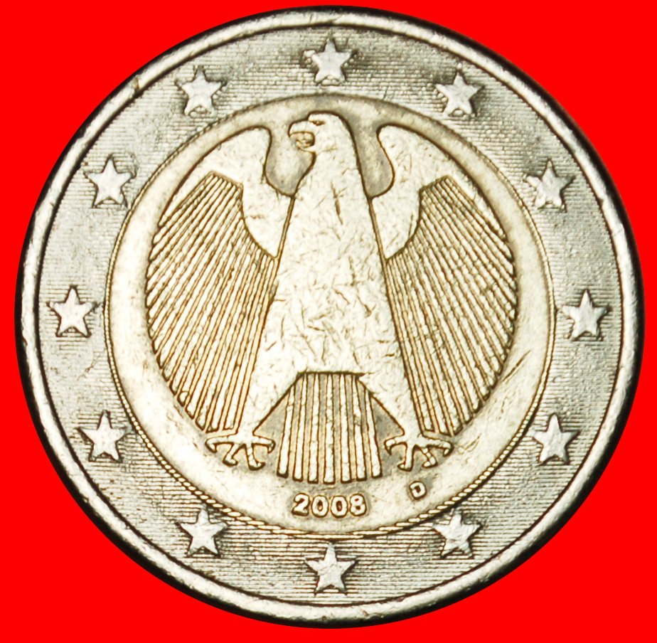  Ⰶ NON-PHALLIC TYPE (2008-2024): GERMANY ★ 2 EURO 2008D BAVARIA!  LOW START ★ NO RESERVE!   